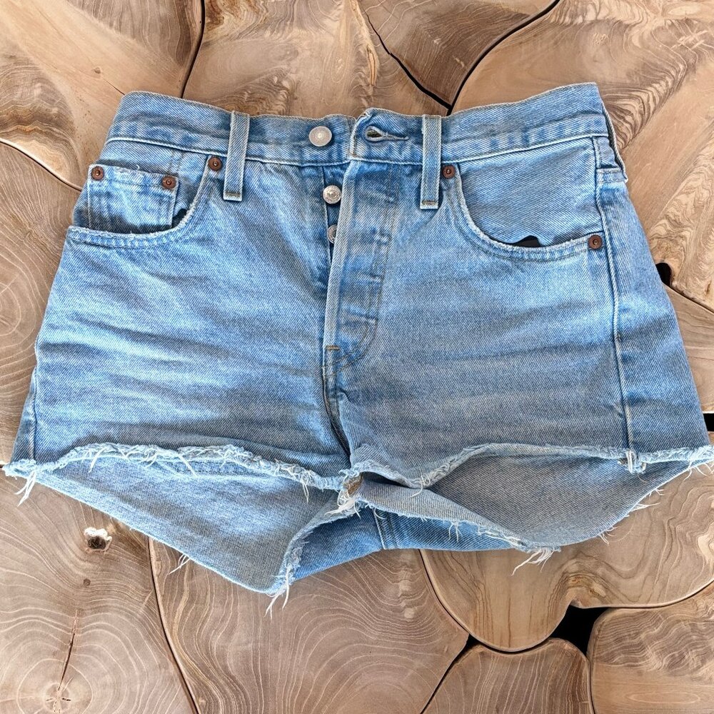 Levi's 501 Denim Shorts - Size 25 - Distressed, Button Fly